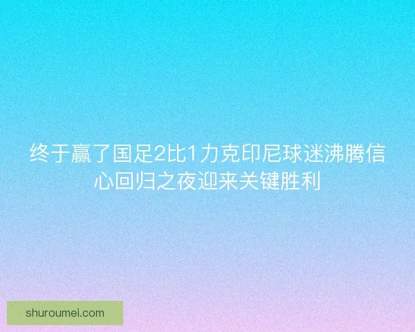 终于赢了国足2比1力克印尼球迷沸腾信心回归之夜迎来关键胜利