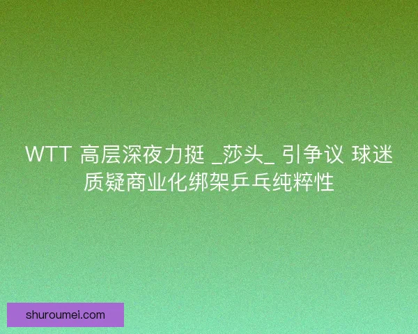 WTT 高层深夜力挺 _莎头_ 引争议 球迷质疑商业化绑架乒乓纯粹性