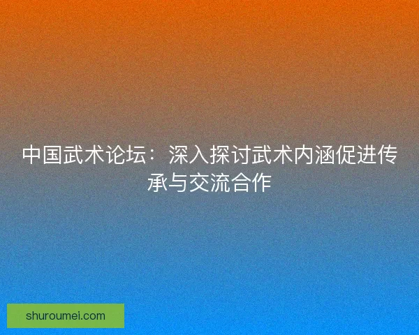 中国武术论坛：深入探讨武术内涵促进传承与交流合作