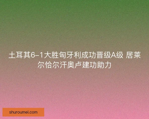 土耳其6-1大胜匈牙利成功晋级A级 居莱尔恰尔汗奥卢建功助力
