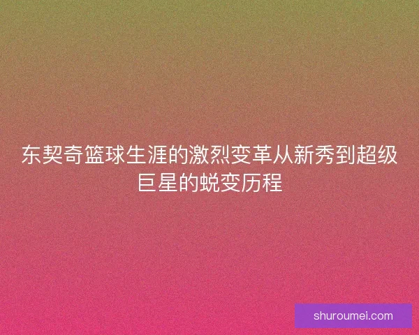 东契奇篮球生涯的激烈变革从新秀到超级巨星的蜕变历程