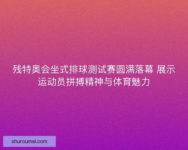 残特奥会坐式排球测试赛圆满落幕 展示运动员拼搏精神与体育魅力