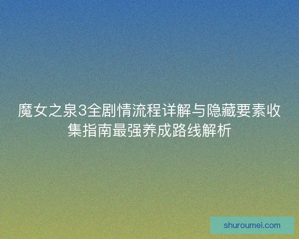 魔女之泉3全剧情流程详解与隐藏要素收集指南最强养成路线解析