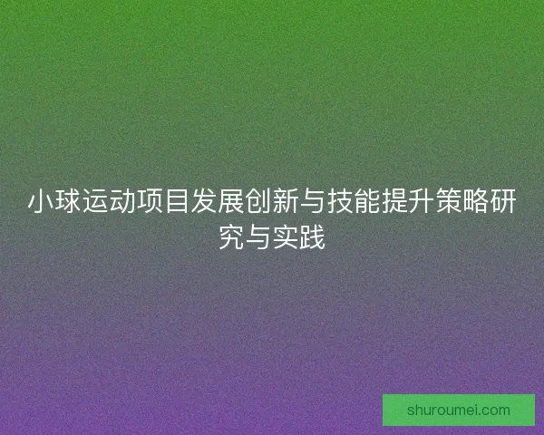 小球运动项目发展创新与技能提升策略研究与实践