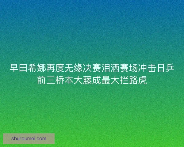 早田希娜再度无缘决赛泪洒赛场冲击日乒前三桥本大藤成最大拦路虎